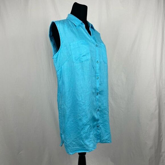 Islander Linen Blue Longline Vest Button Down Tunic - Women’s XL - Picture 2 of 7